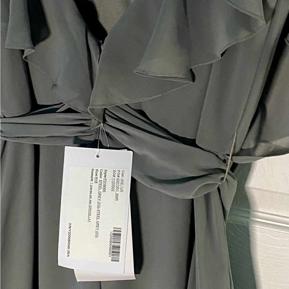 NWT Grey Charolette Chiffon Vneckline Long Dress - Picture 7 of 10